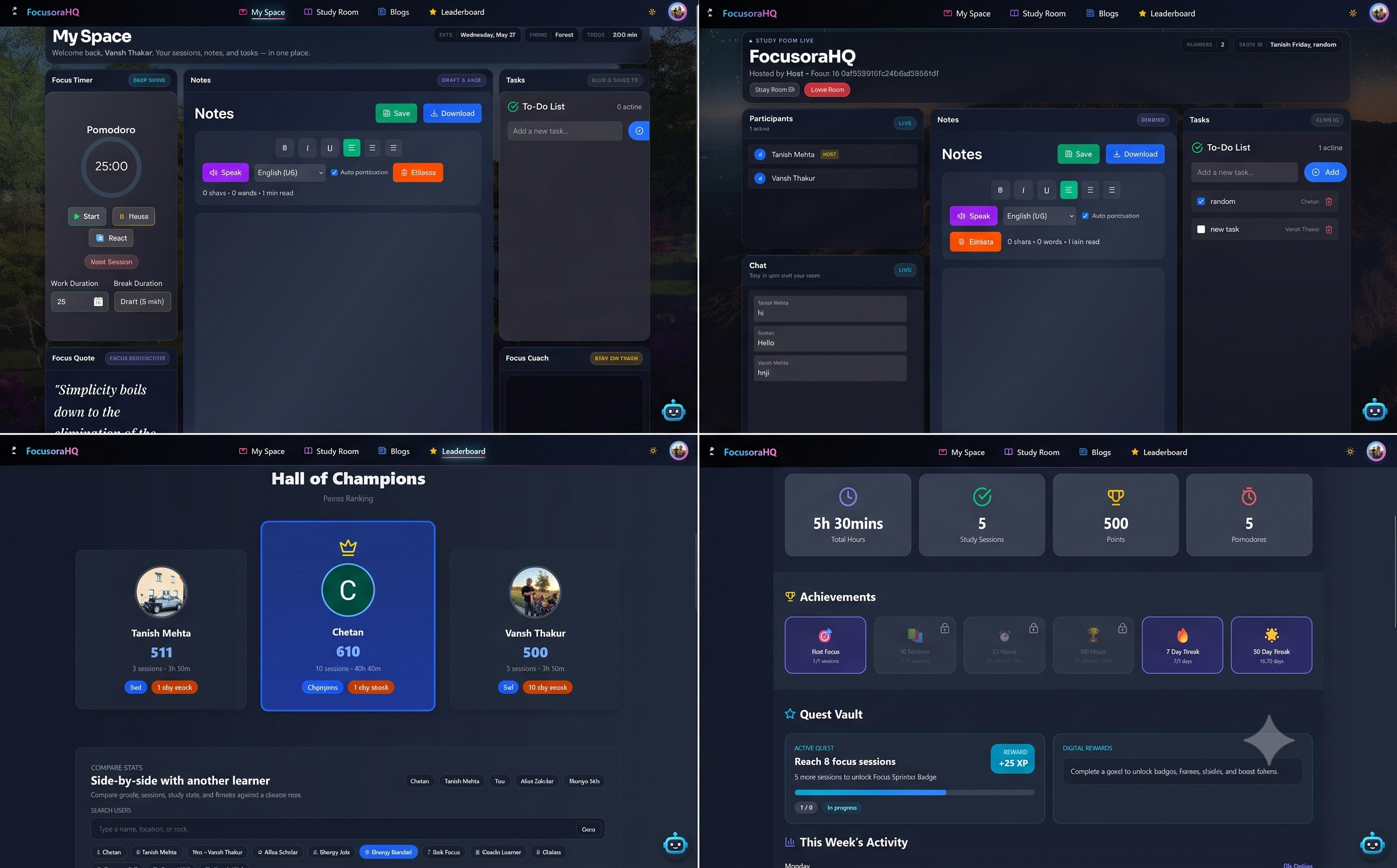FocusoraHQ Dashboard