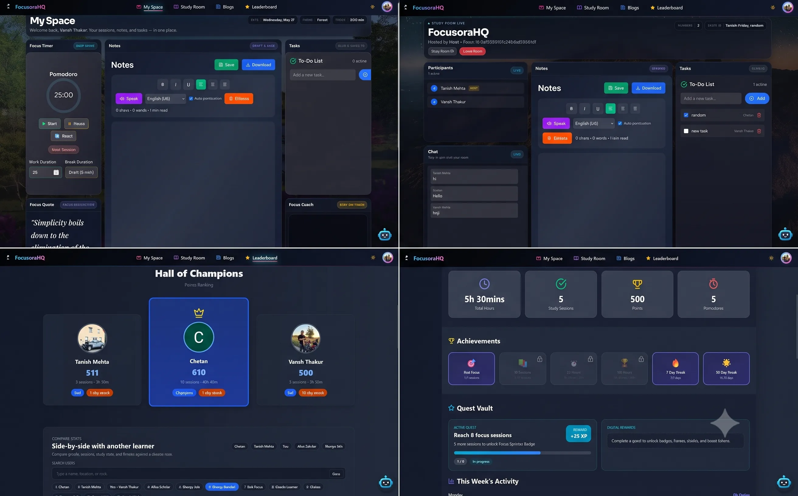 FocusoraHQ Dashboard